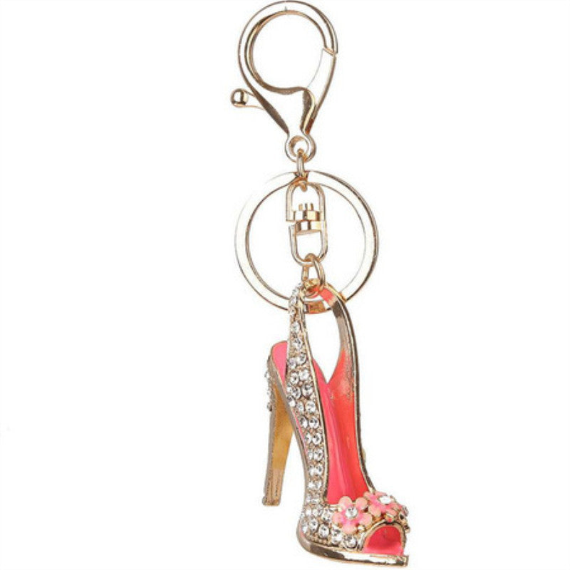 Wholesale Zinc Alloy High Heels Rhinestone Keychain